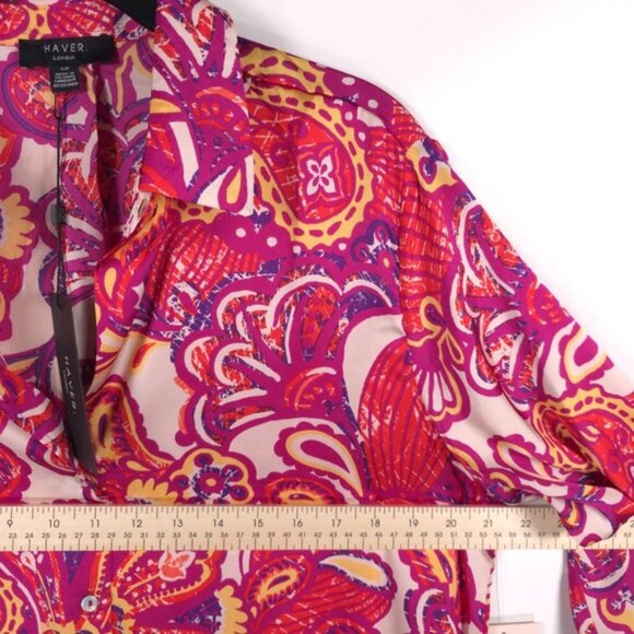 NWT HAVER LONDON Paisley Floral Button Down Shirt LS 2 Ways Untied Tied Size S/P - Picture 4 of 10